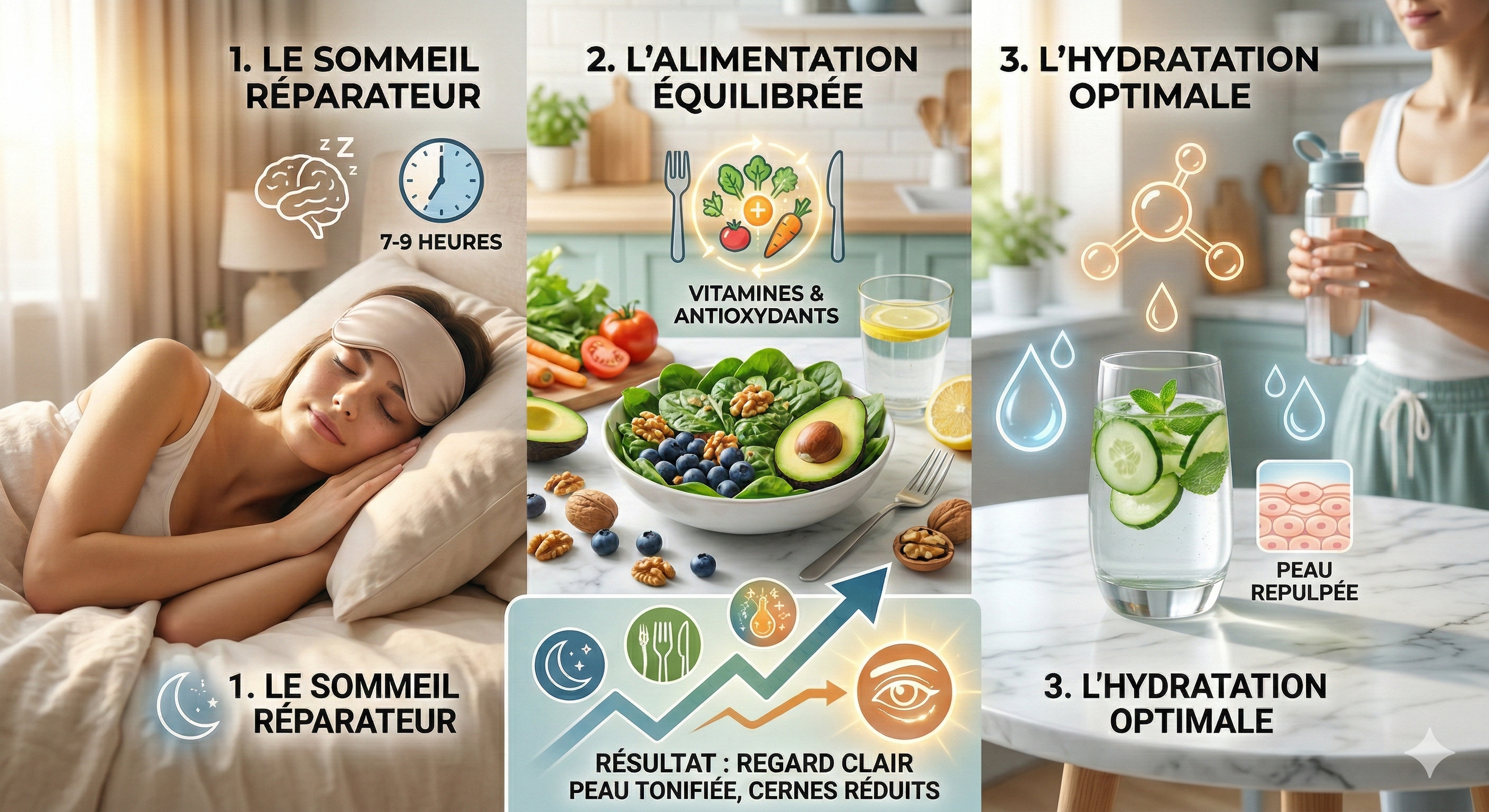 Sommeil, alimentation et hydratation : Le trio gagnant pour un regard sans cernes - My beauty